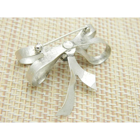 1961 ROLYN INC Sterling Silver Hematite Bow Pin Brooch Vintage - Picture 4 of 5